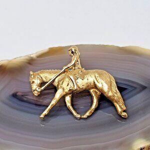 Vintage GHD 14k gold Race Horse and Jockey Brooch Derby Pin 4.28g